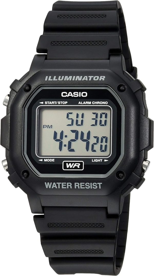 F108WH Series | Men's Digital Watch | Illuminator | Water Resistant | LED Light | Daily Alarm | 1/100 SEC Stopwatch | 3 Hands (HR, Min, SEC) | Date/Day Display | Daily Alarm | 7 Year Battery