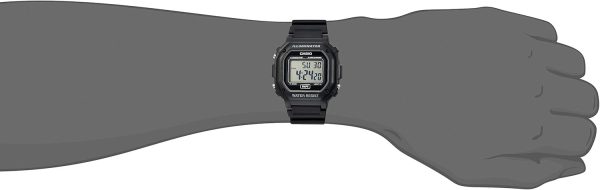 F108WH Series | Men's Digital Watch | Illuminator | Water Resistant | LED Light | Daily Alarm | 1/100 SEC Stopwatch | 3 Hands (HR, Min, SEC) | Date/Day Display | Daily Alarm | 7 Year Battery - Image 2