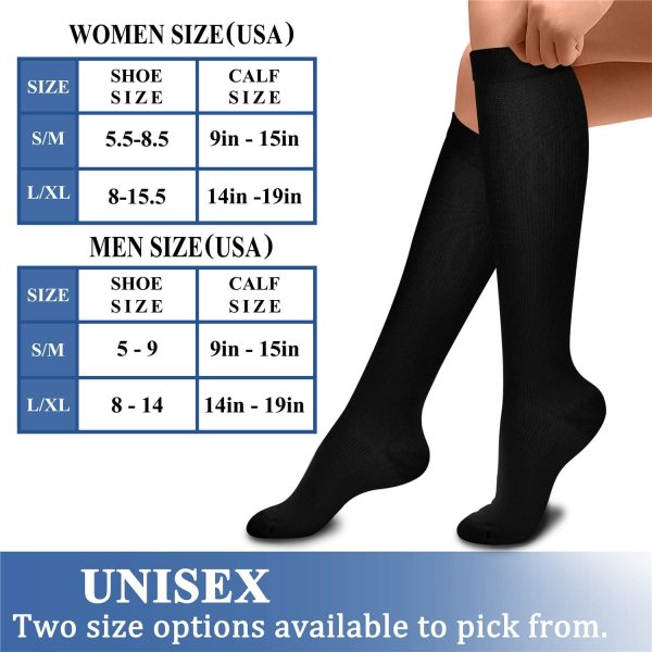 Compression Socks for Women & Men Circulation (3 Pairs) 15-20 mmHg is Best Support for Athletic Running Cycling - Image 7