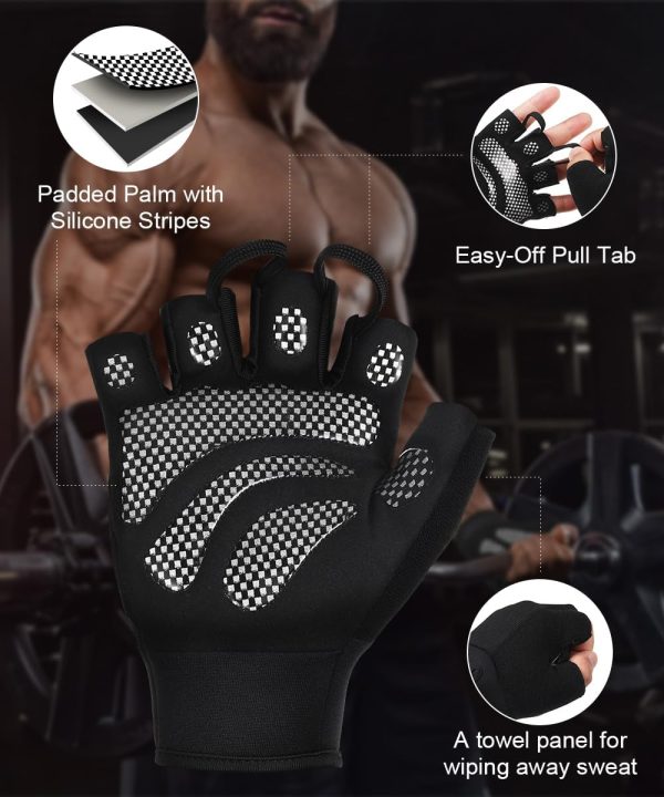 Fingerless Workout Gloves for Men and Women, Lightweight Breathable Fitness Gloves for Weightlifting, Cycling, Climbing, Rowing - Image 3