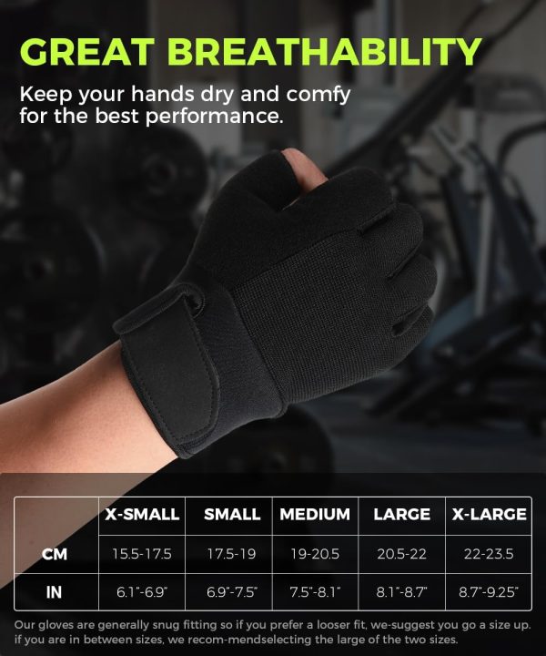 Fingerless Workout Gloves for Men and Women, Lightweight Breathable Fitness Gloves for Weightlifting, Cycling, Climbing, Rowing - Image 7