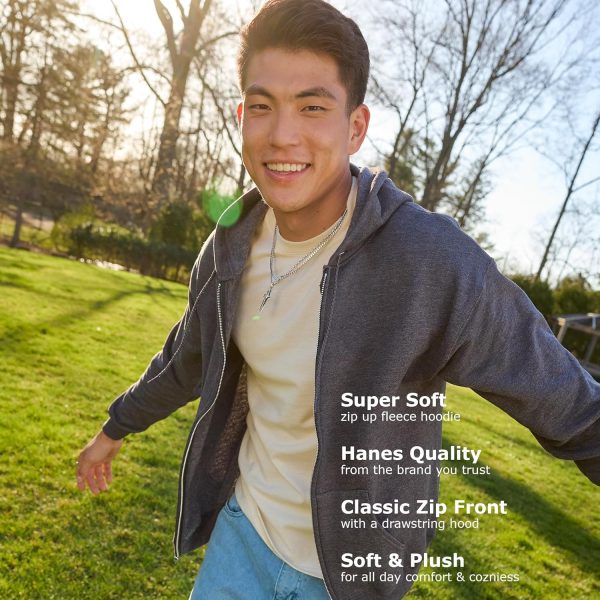 Men's Zip-Up Hoodie, EcoSmart Fleece Full-Zip Hoodie for Men, Hooded Sweatshirt - Image 4