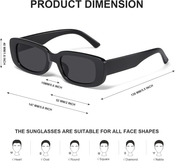 Rectangle Sunglasses for Women Men Trendy Y2k Retro 90s Sun Glasses UV400 Protection Cool Square Frame - Image 4
