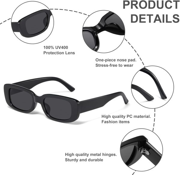 Rectangle Sunglasses for Women Men Trendy Y2k Retro 90s Sun Glasses UV400 Protection Cool Square Frame - Image 6