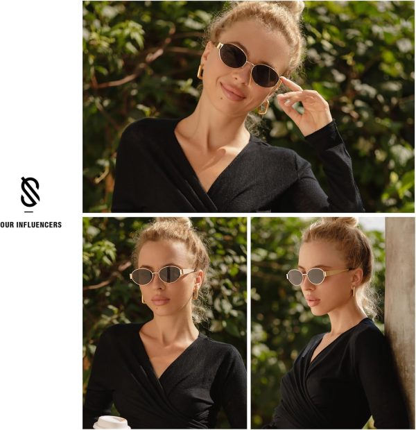 Retro Oval Sunglasses for Women Trendy Sun Glasses Classic Shades SJ1217 - Image 3
