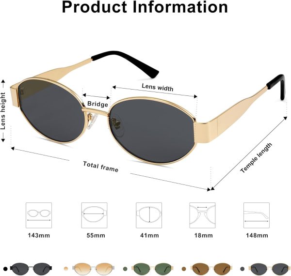 Retro Oval Sunglasses for Women Trendy Sun Glasses Classic Shades SJ1217 - Image 5