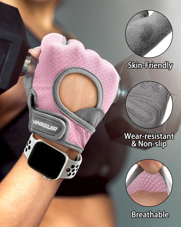 VINSGUIR Breathable Workout Gloves for Women, Weight Lifting Gloves for Gym, Cycling, Exercise, Fitness and Training, with Excellent Grip and Cushion Pads - Image 5