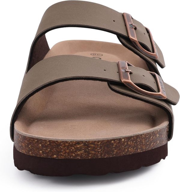 Women's Cork Footbed Slide Sandal, Comfortable Summer Beach Sandals with Adjustable Buckle - Image 5