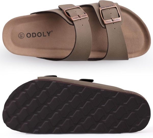Women's Cork Footbed Slide Sandal, Comfortable Summer Beach Sandals with Adjustable Buckle - Image 7